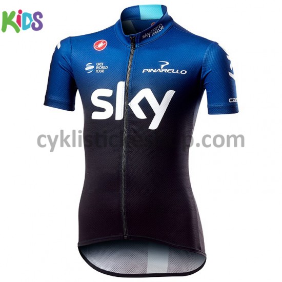 Cyklistický Dres s Krátkým Rukávem 2019 Team Sky Dětský M001
