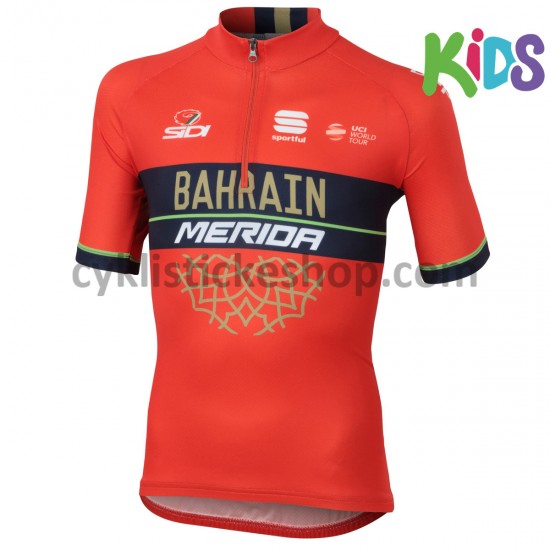 Cyklistický Dres s Krátkým Rukávem 2018 Bahrain Merida Dětský M001